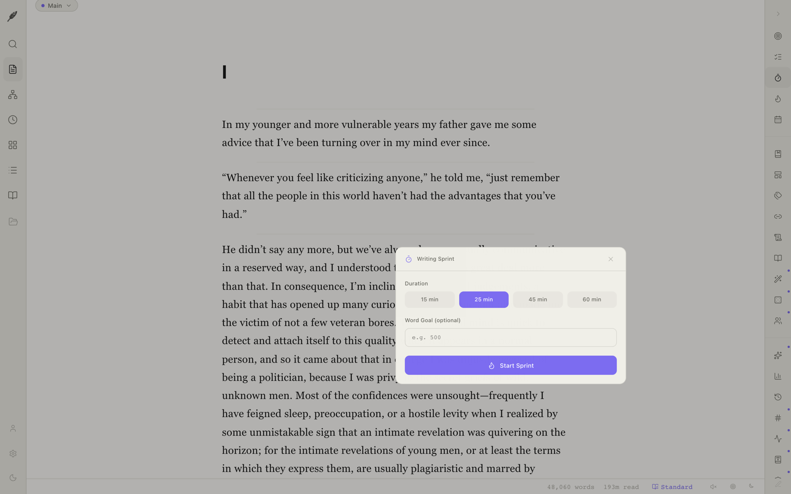 Sprint timer with flow detection.